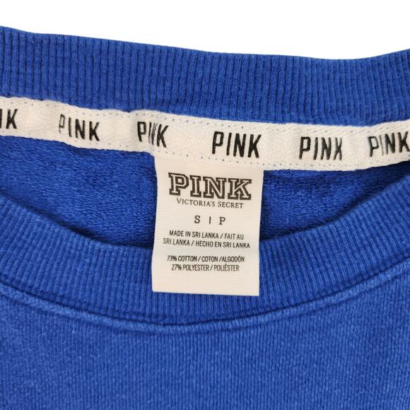 Victorias Secret Pink Sweater Womens Small Blue Black Striped Jersey Oversized - Picture 14 of 14